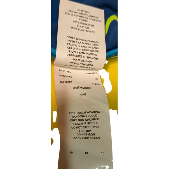 Nike Womens Tankini Swim Top Blue Lime Green Striped Racerback NESS5280 Size 10 - Picture 6 of 11